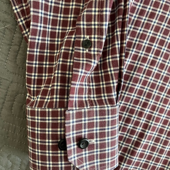 Eton Men's Burgundy and White Plaid Dress Shirt - Picture 3 of 4